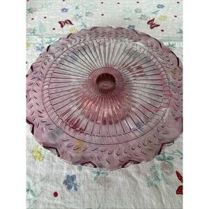 Vintage Retro Granny Cottage Footed Glass Cake Plate 11” Mayfair 50s 60s